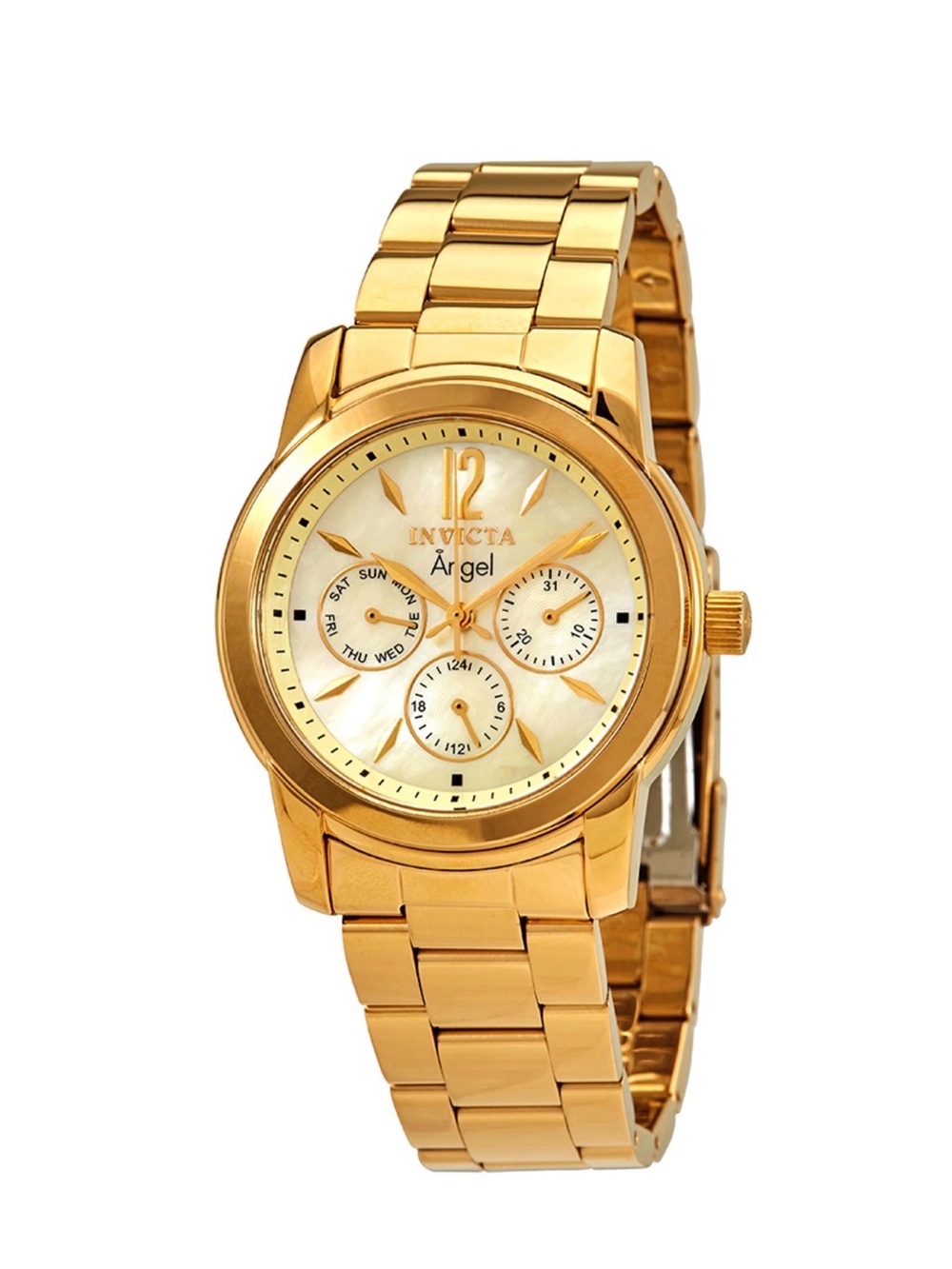 INVICTA Angel Multi-Function Mother of Pearl Dial 18kt Gold-plated Ladies ⌚️